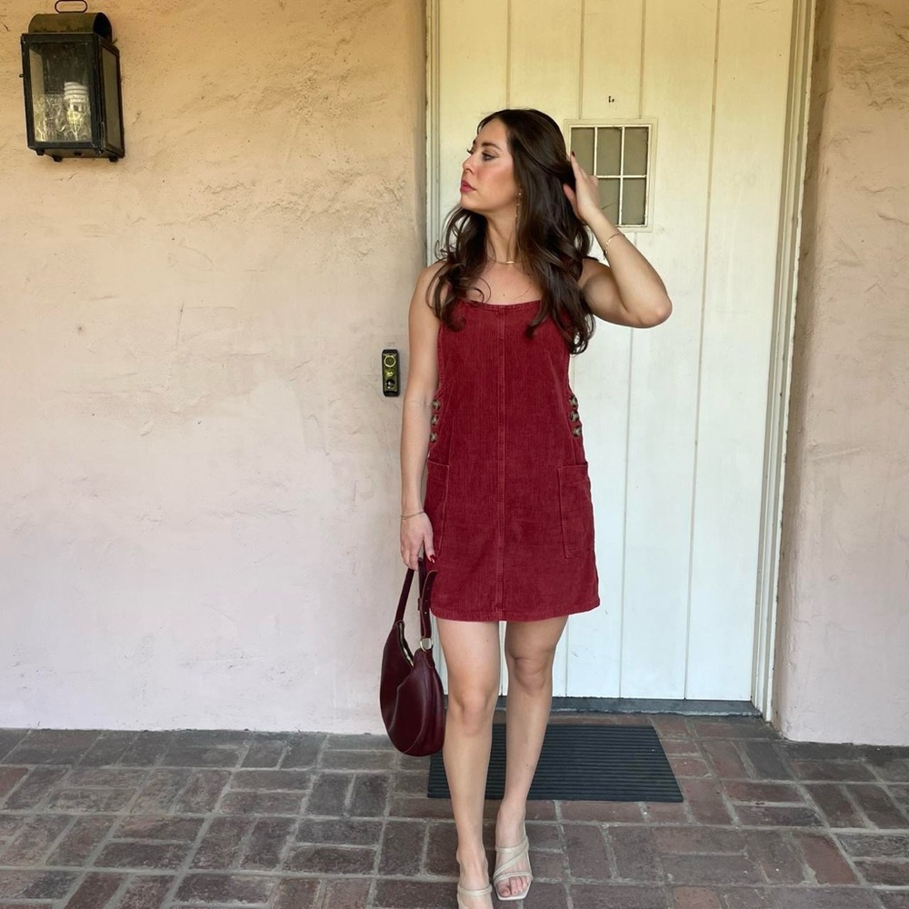 Cotton on Burgundy corduroy mini dress sz small - Picture 3 of 6